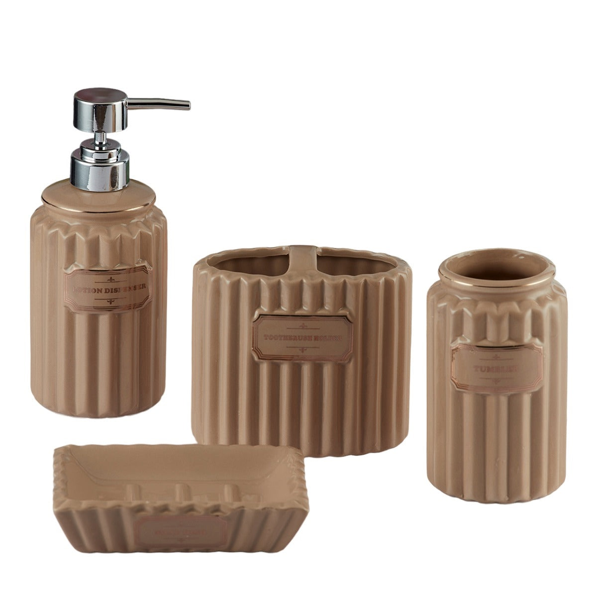 Ceramic Bathroom Accessories Set of 4 with Soap Dispenser (8176)