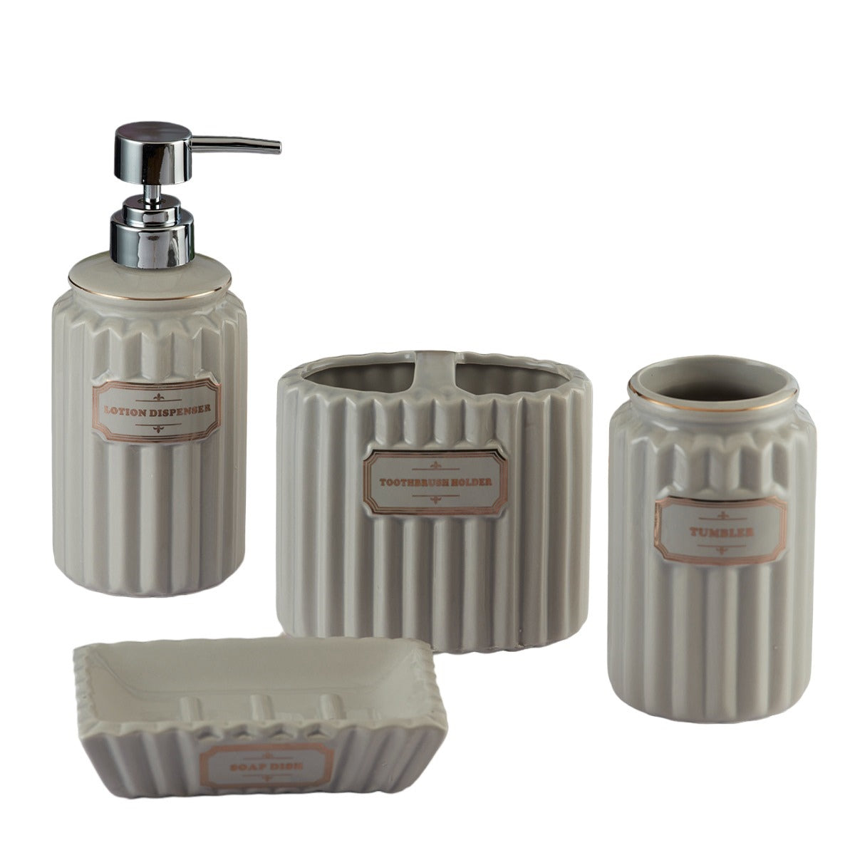Kookee Ceramic Bathroom Sets, Grey, ART08177