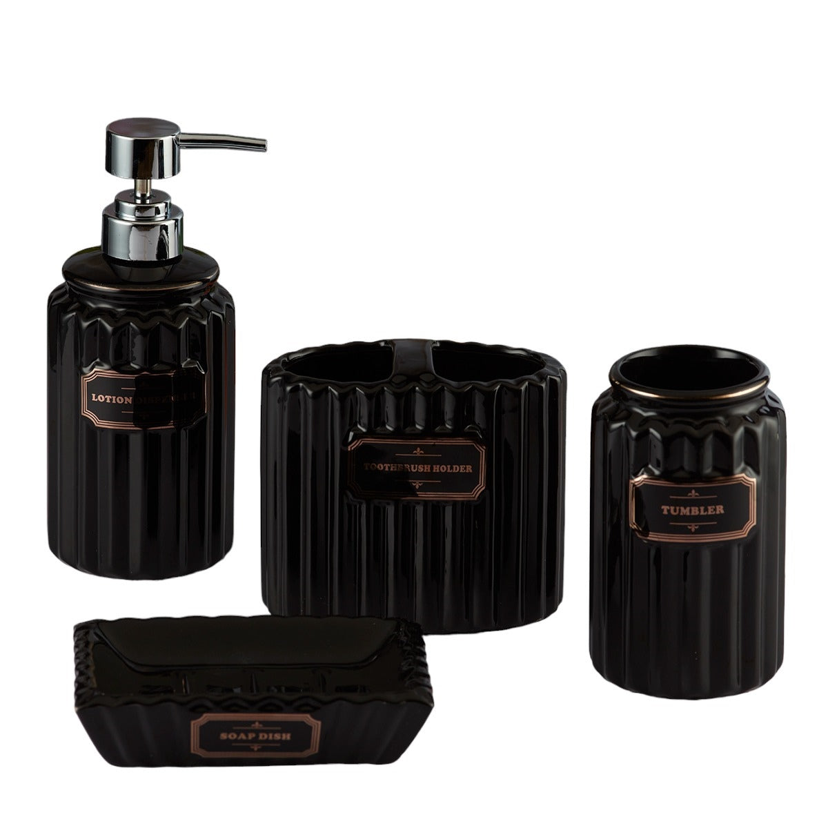 Kookee Ceramic Bathroom Sets, Black, ART08179