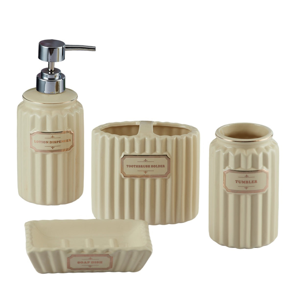Kookee Ceramic Bathroom Sets, Beige, ART08185