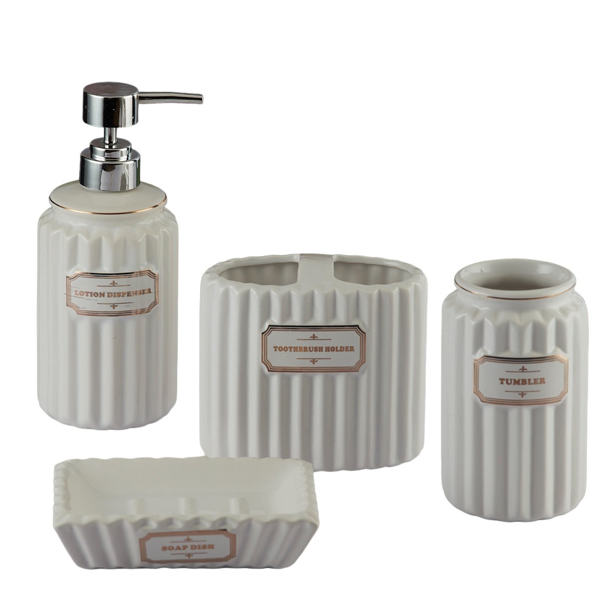 Kookee Ceramic Bathroom Sets, White, ART08186