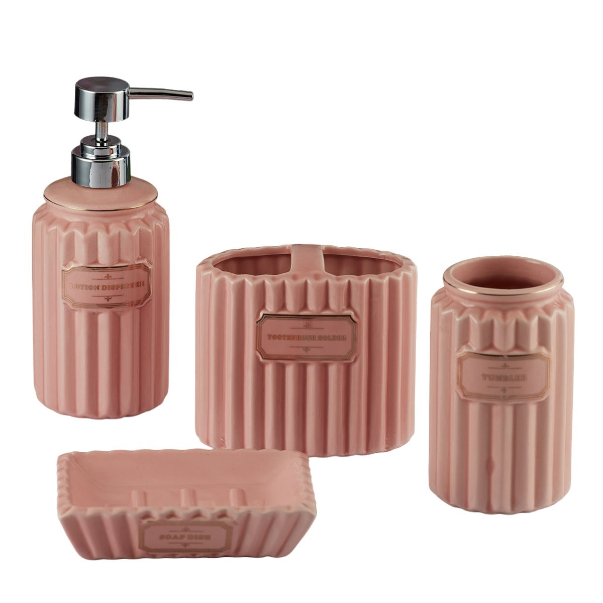 Kookee Ceramic Bathroom Sets, Pink, ART08187