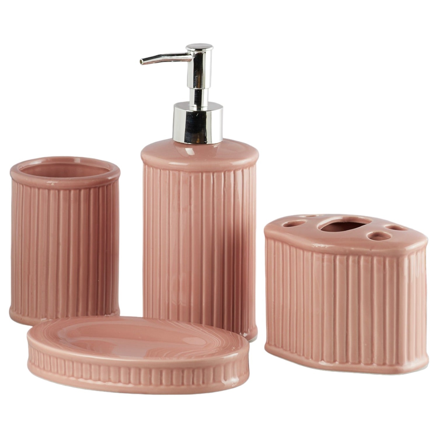 Ceramic Bathroom Set of 4 with Soap Dispenser (8194)