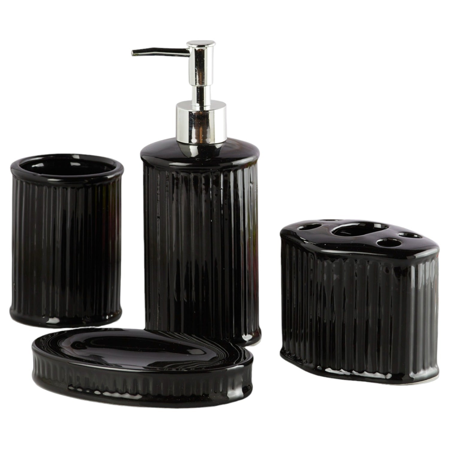 Ceramic Bathroom Set of 4 with Soap Dispenser (8196)