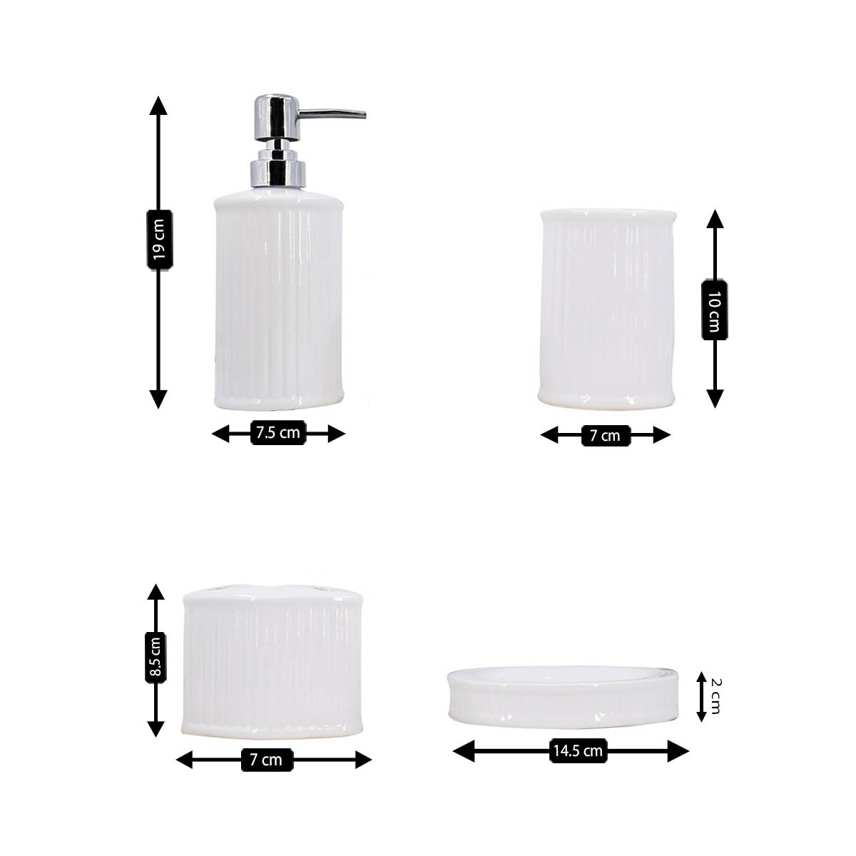 Kookee Ceramic Bathroom Sets, White, ART08197