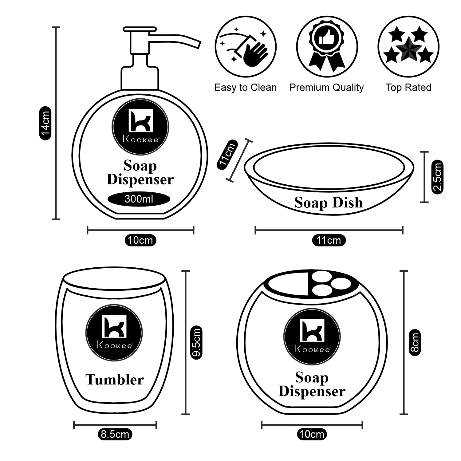 Kookee Ceramic Bathroom Sets, Purple, ART08204