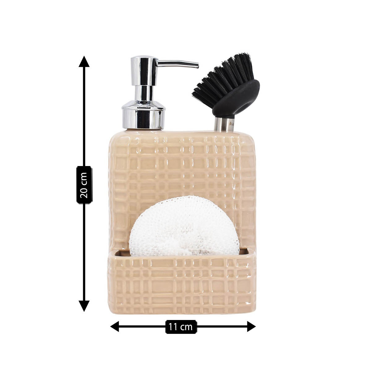 Ceramic Soap Dispenser for handwash for Bathroom, Beige, (Set of 1) (8210)