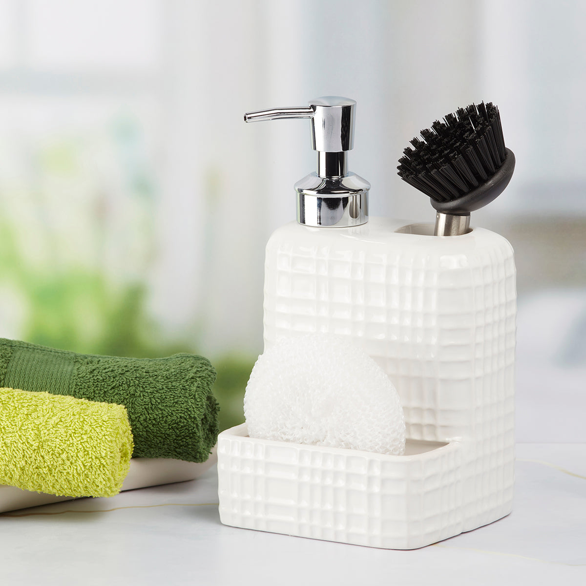 Ceramic Soap Dispenser handwash Pump for Bathroom, Set of 1, White (8211)