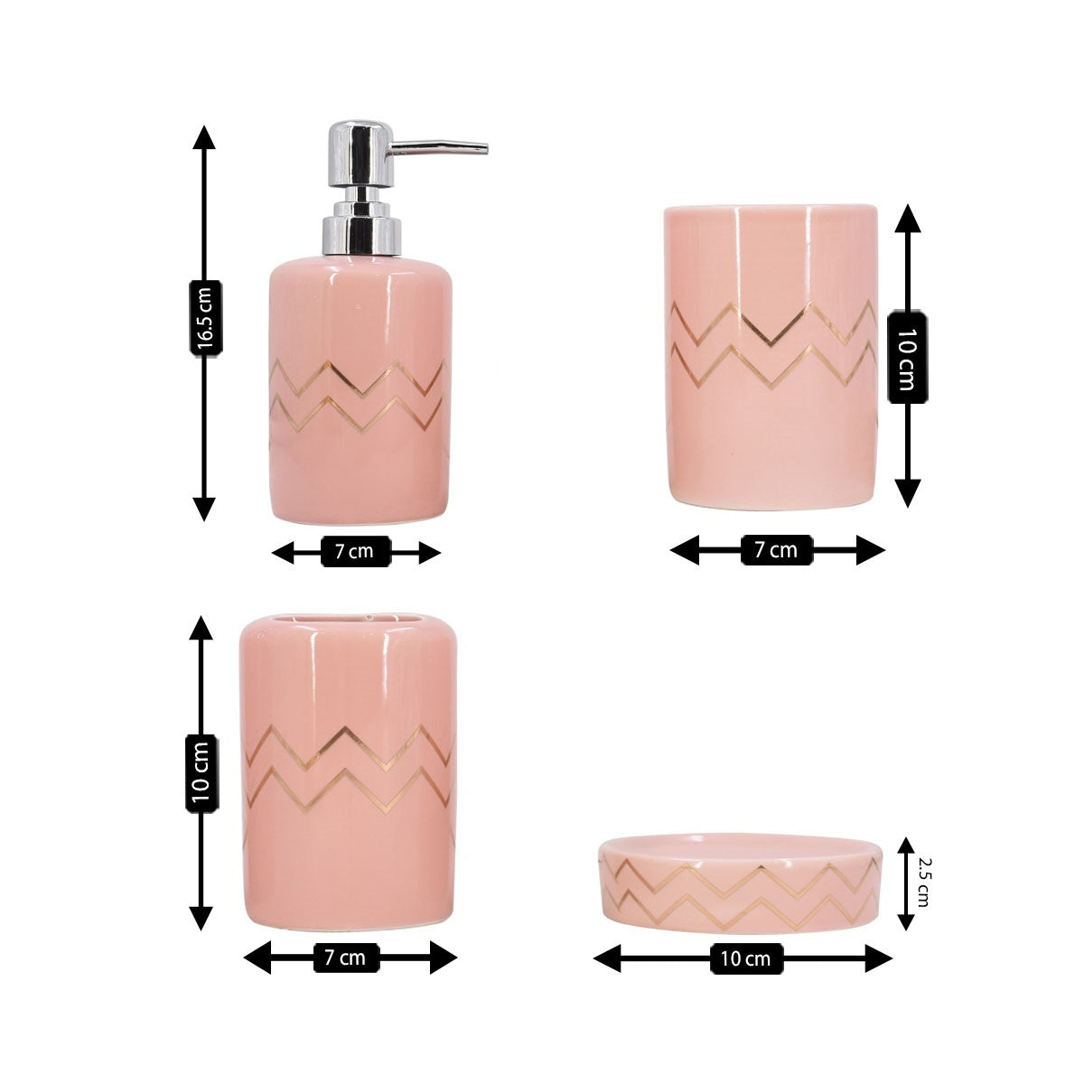 Kookee Ceramic Bathroom Sets, Pink, ART08213