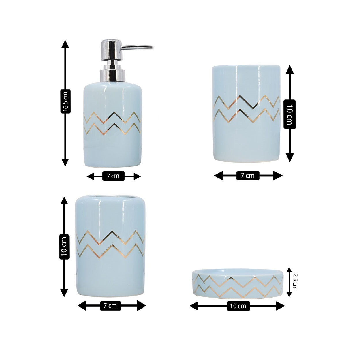 Ceramic Bathroom Accessories Set of 4 Bath Set with Soap Dispenser (8215)