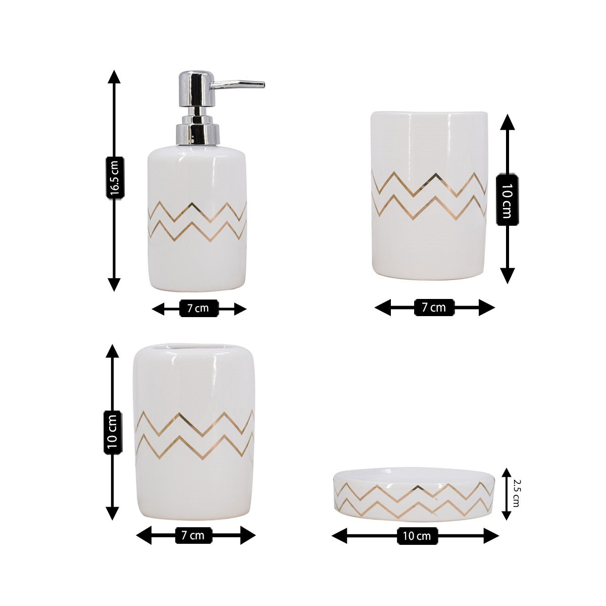 Ceramic Bathroom Accessories Set of 4 Bath Set with Soap Dispenser (8216)