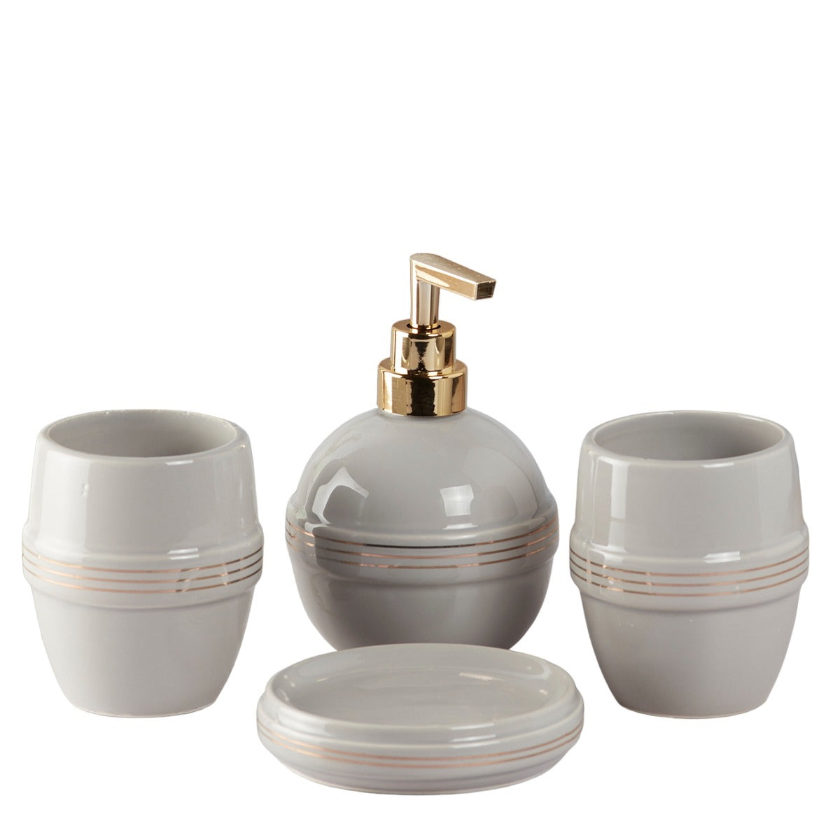 Ceramic Bathroom Accessories Set of 4 with Soap Dispenser (8224)