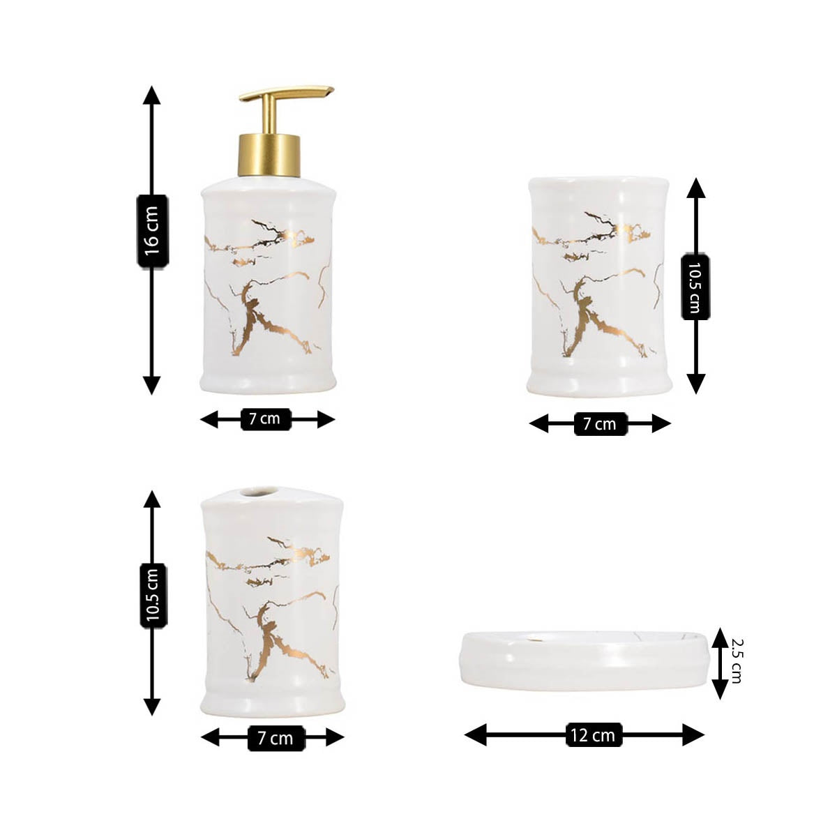 Kookee Ceramic Bathroom Sets, White, ART08226