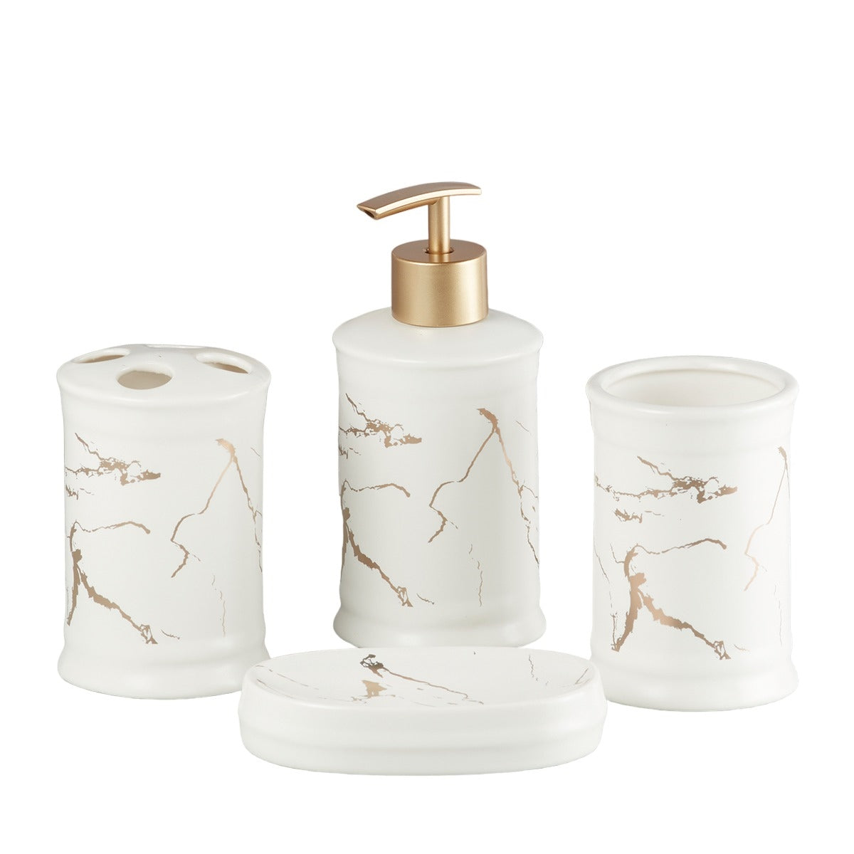 Ceramic Bathroom Accessories Set of 4 with Soap Dispenser (8226)
