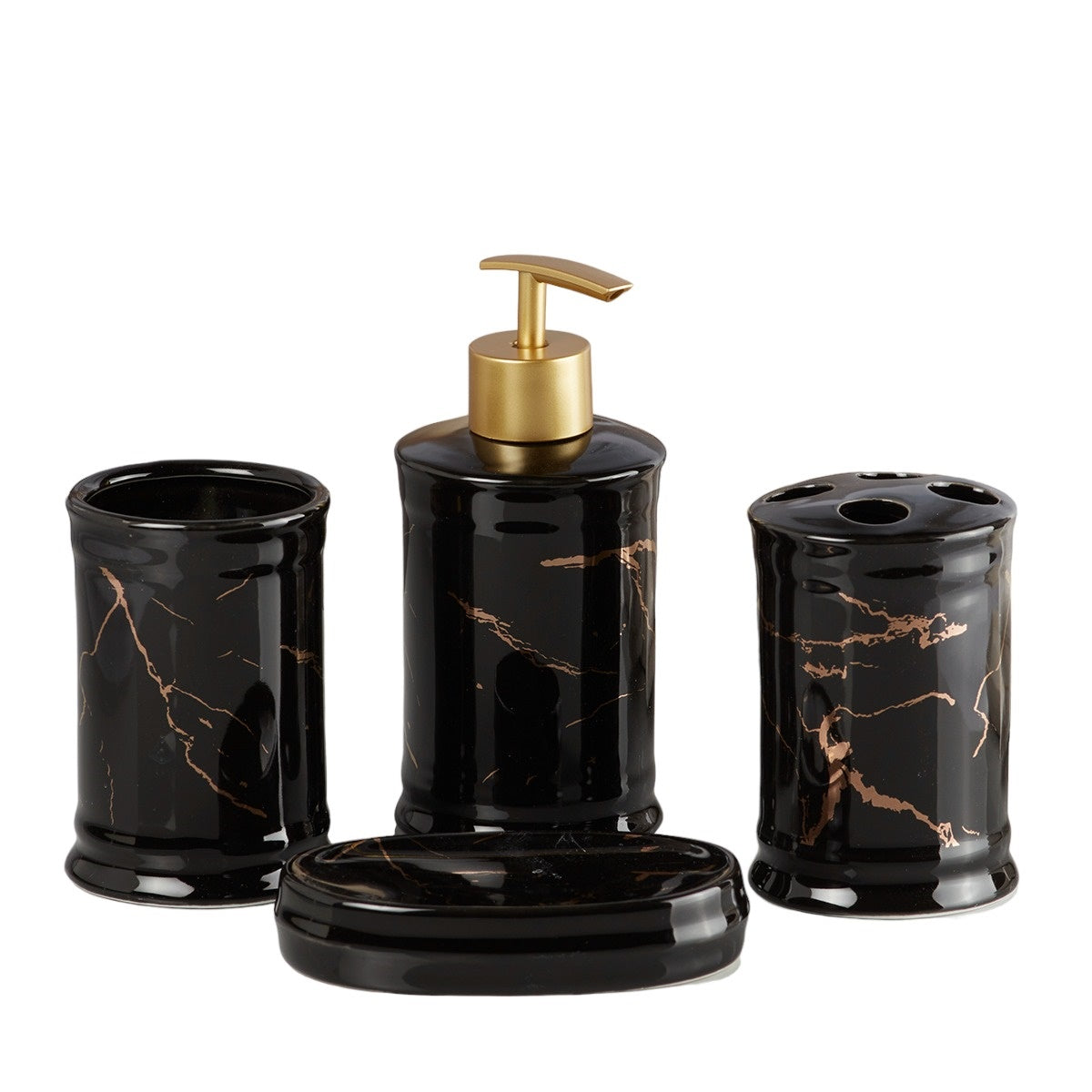 Ceramic Bathroom Accessories Set of 4 with Soap Dispenser (8228)