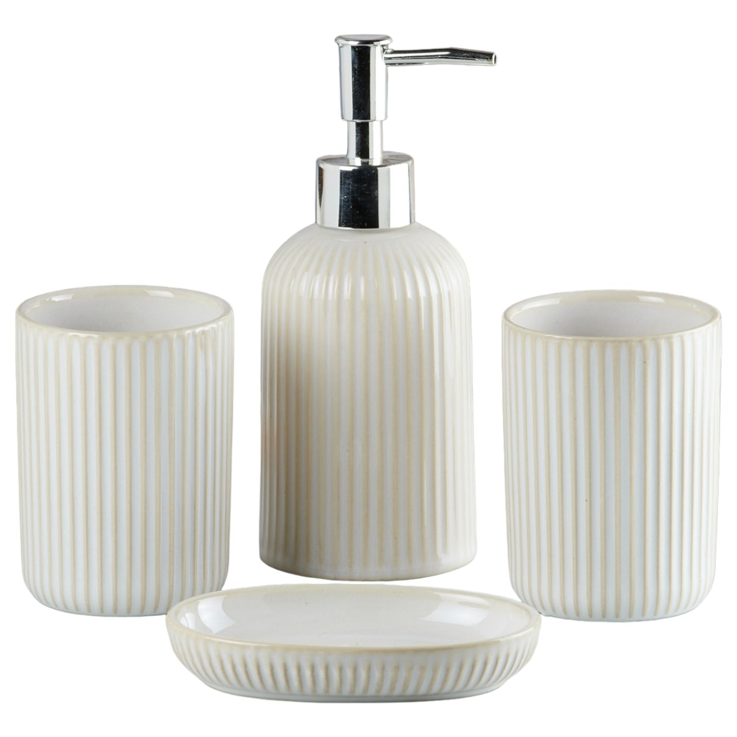 Ceramic Bathroom Set of 4 with Soap Dispenser (8229)