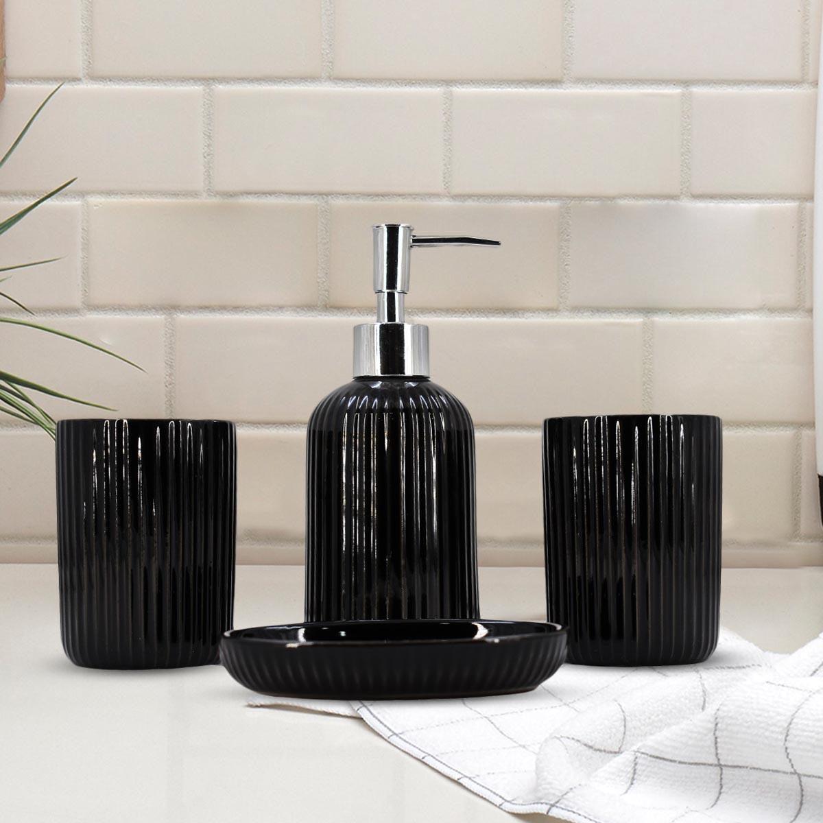 Ceramic Bathroom Accessories Set of 4 Bath Set with Soap Dispenser (9630)