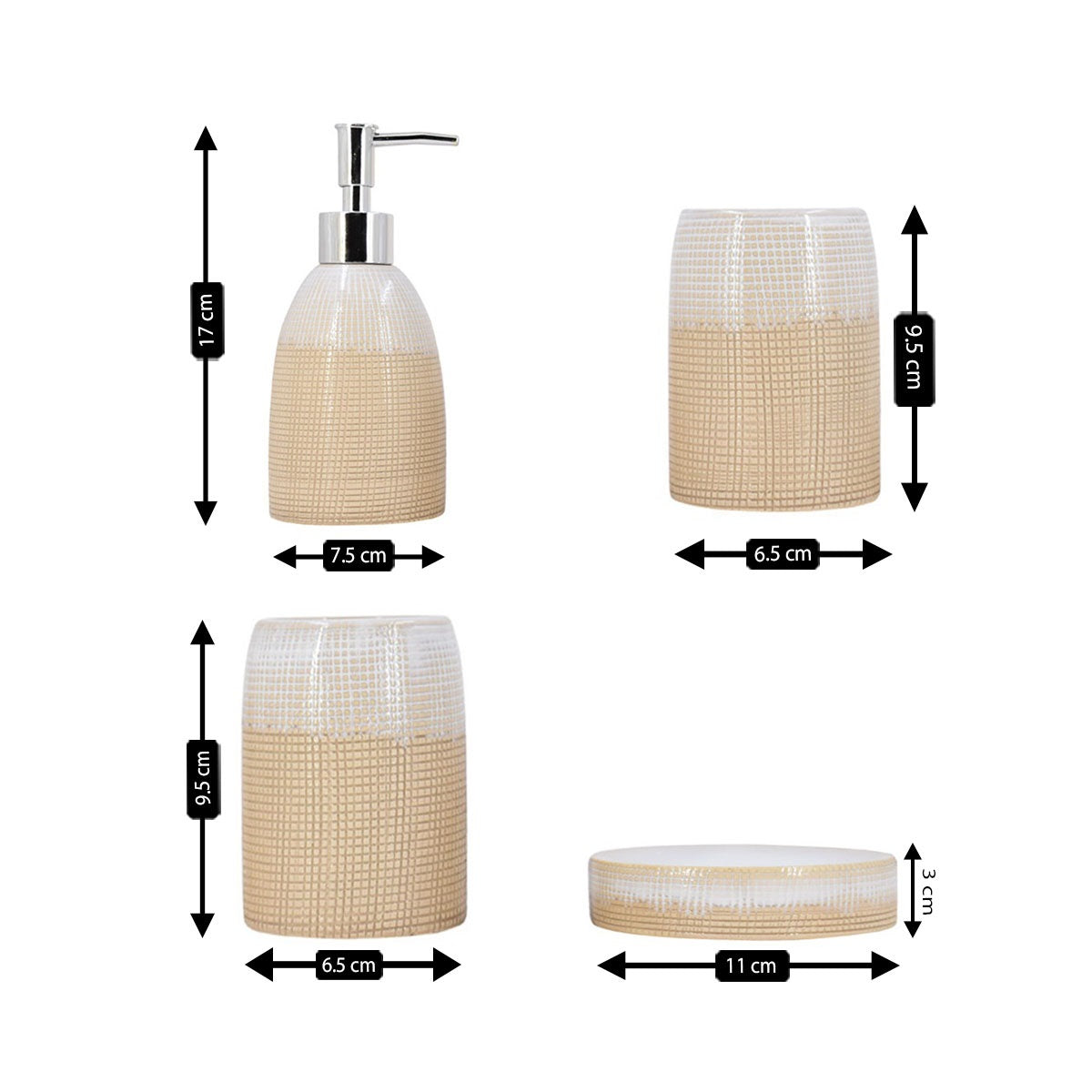 Kookee Ceramic Bathroom Sets, Beige, ART08231