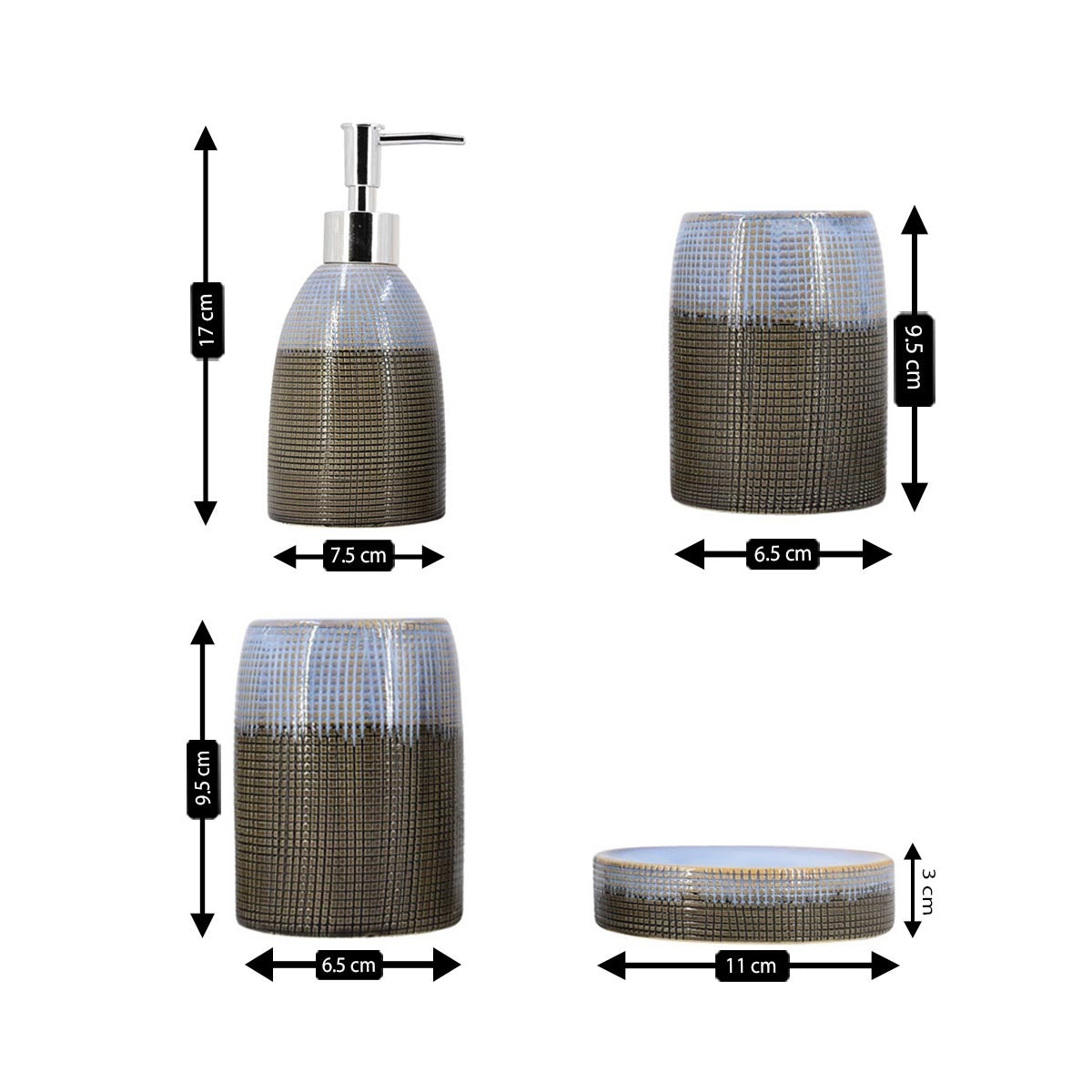 Kookee Ceramic Bathroom Sets, Brown, ART08232