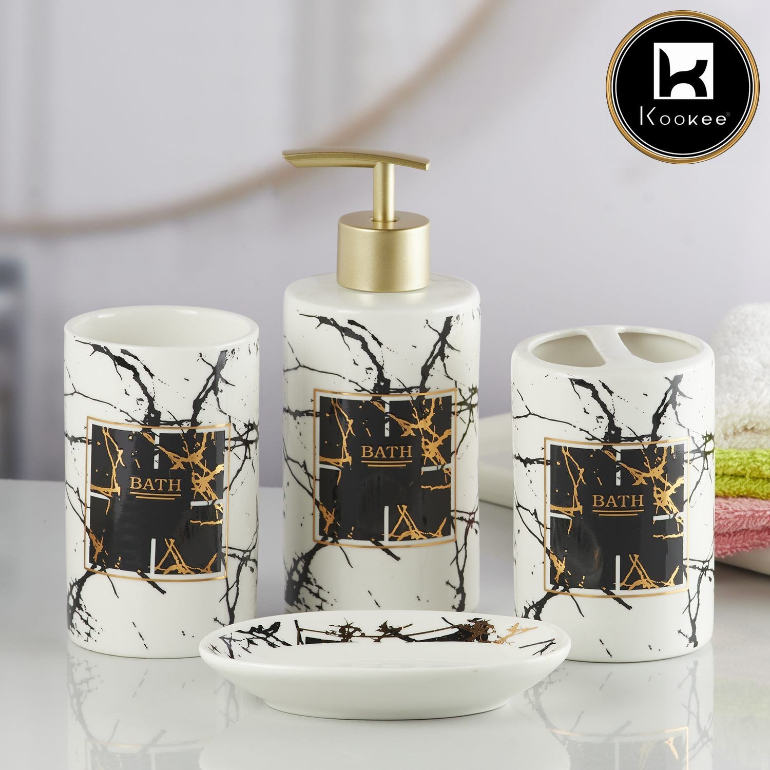 Kookee Ceramic Bathroom Sets, Multi, ART08234