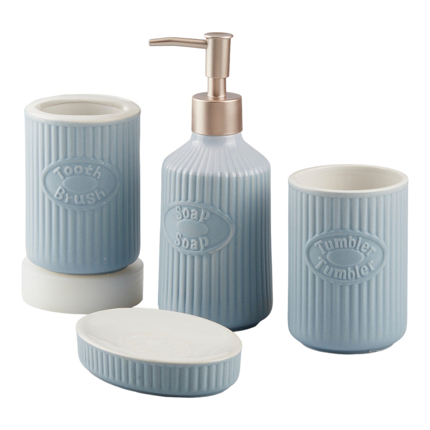 Ceramic Bathroom Set of 4 with Soap Dispenser (8235)