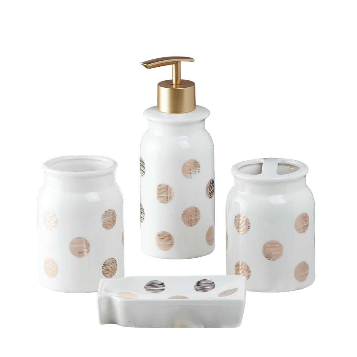 Ceramic Bathroom Set of 4 with Soap Dispenser (8237)