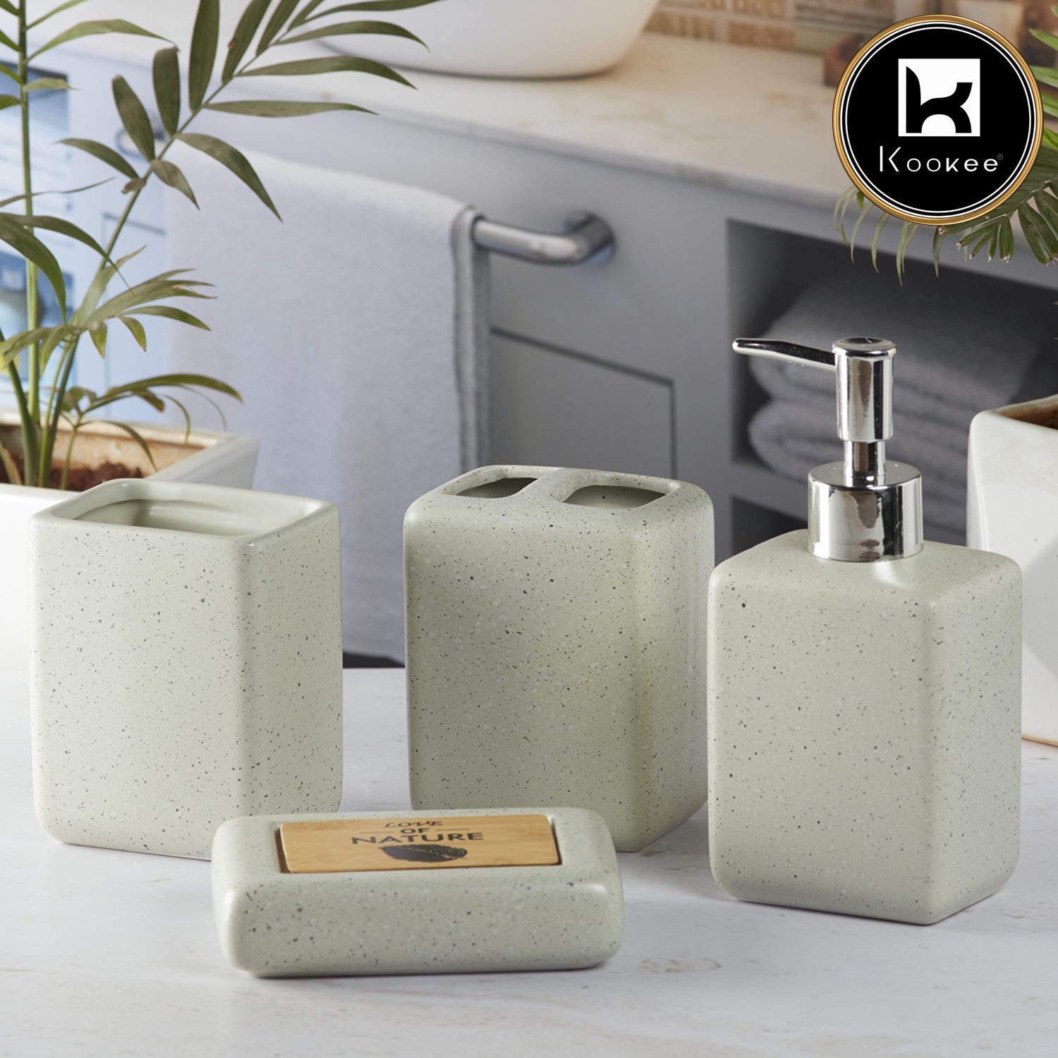 Kookee Ceramic Bathroom Sets, Grey, ART08240