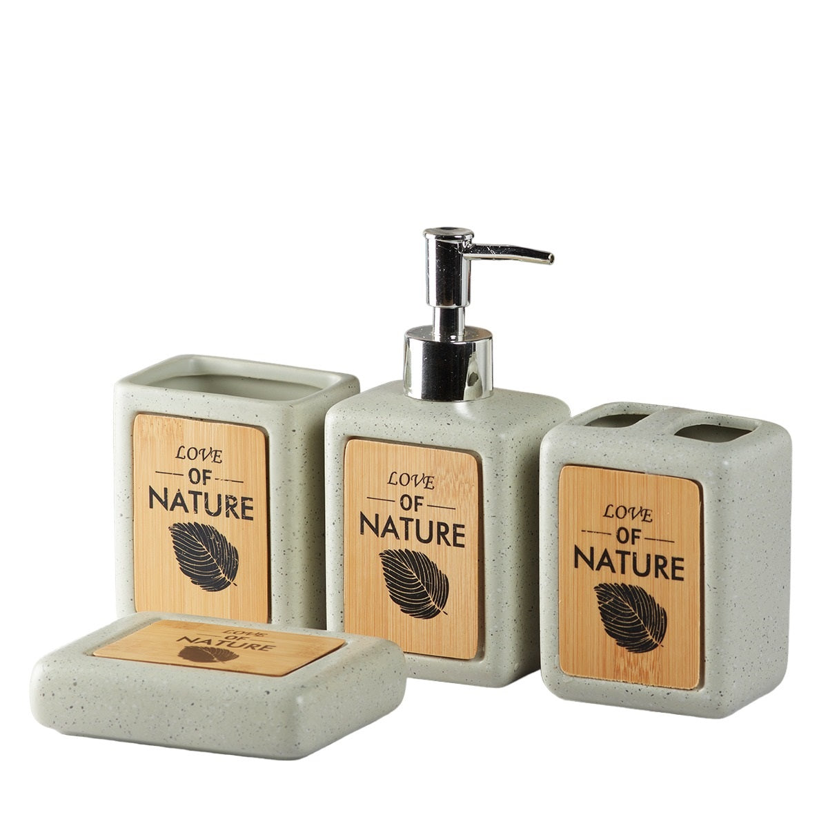 Ceramic Bathroom Set of 4 with Soap Dispenser (8240)