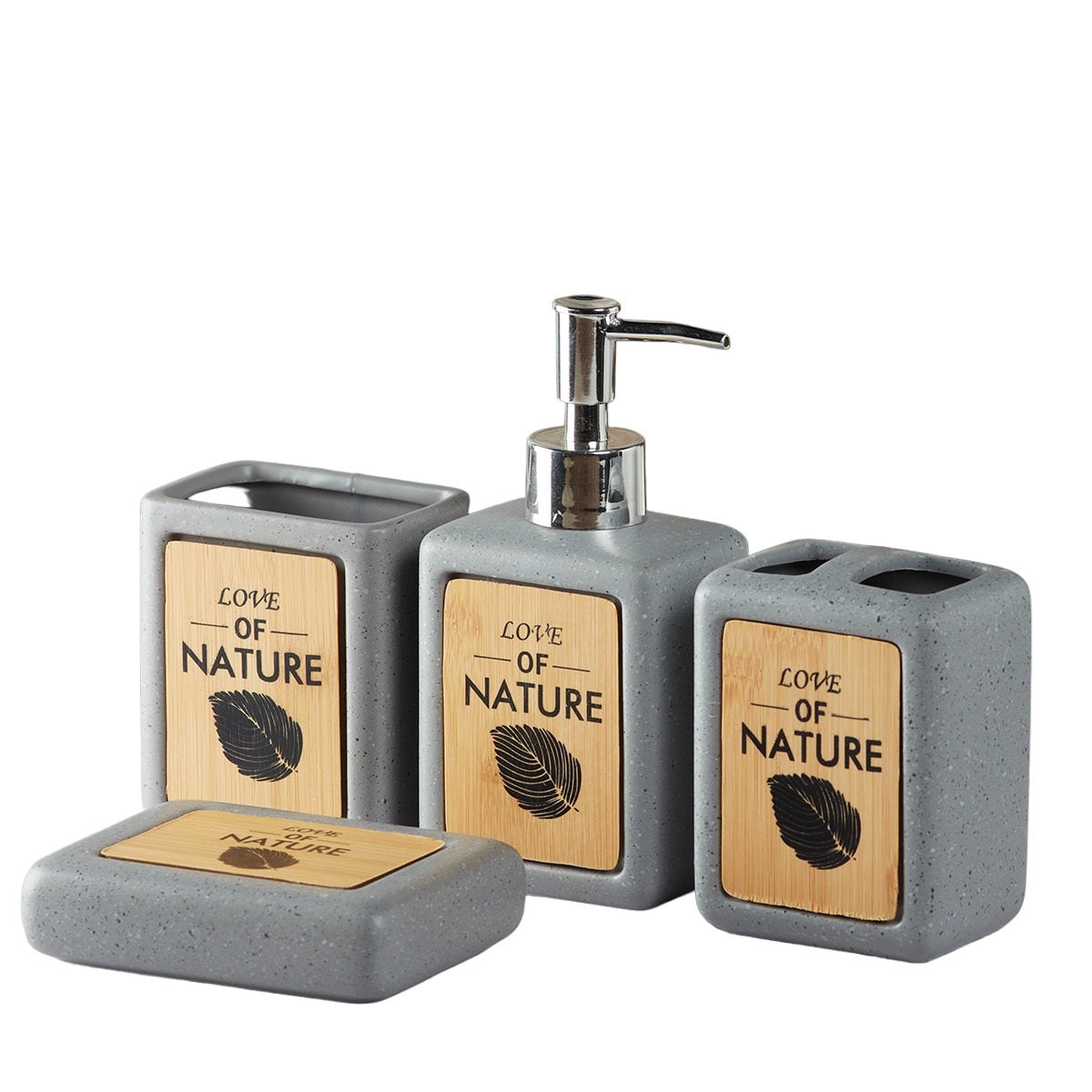Ceramic Bathroom Set of 4 with Soap Dispenser (V-CBS-101)