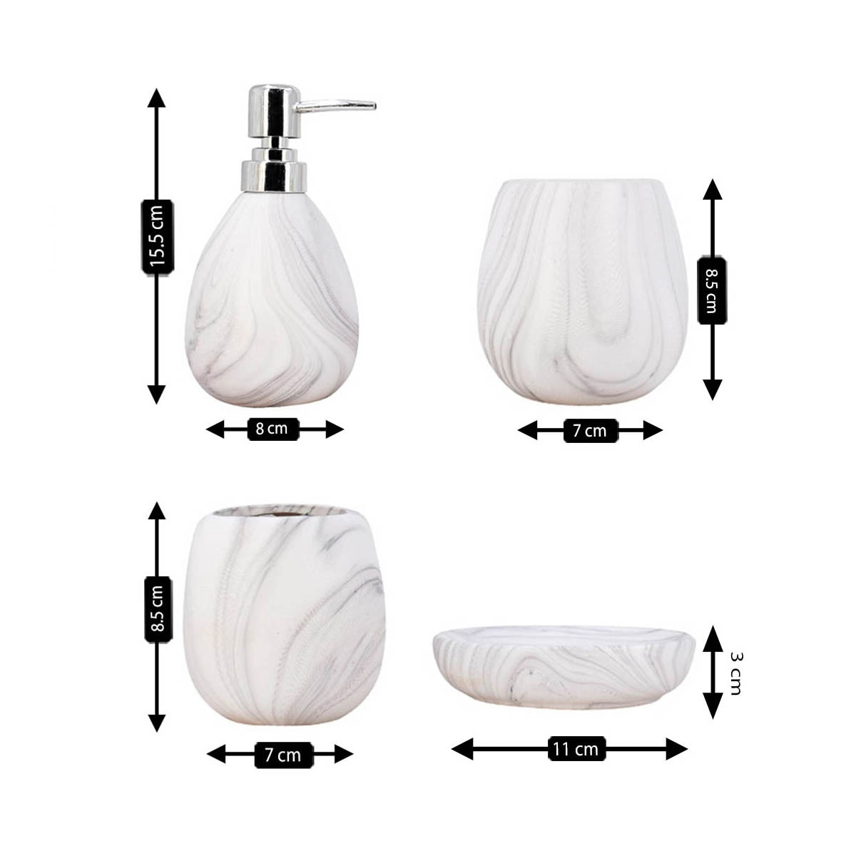 Kookee Ceramic Bathroom Sets, White, ART08242