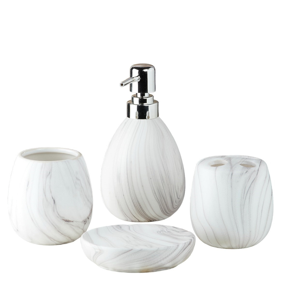 Ceramic Bathroom Set of 4 with Soap Dispenser (8242)
