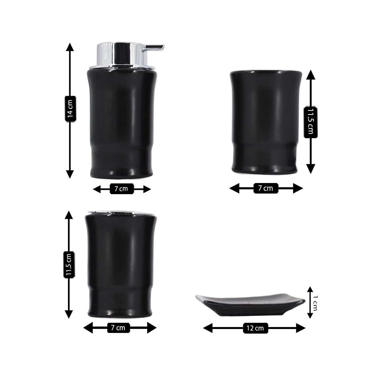 Kookee Ceramic Bathroom Sets, Black, ART08244