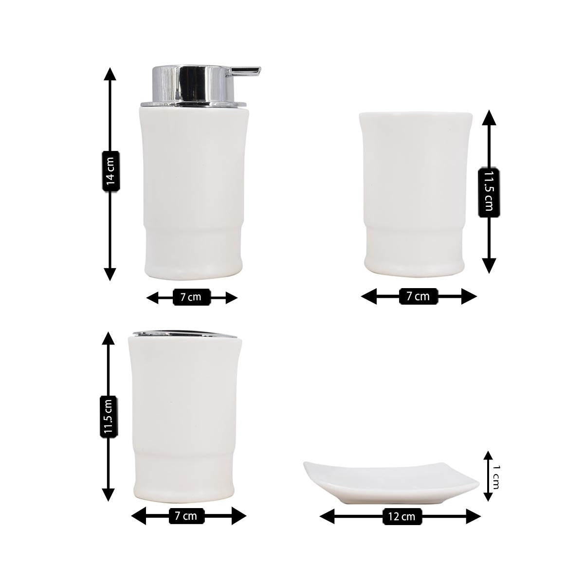 Ceramic Bathroom Set of 4 with Soap Dispenser (8245)