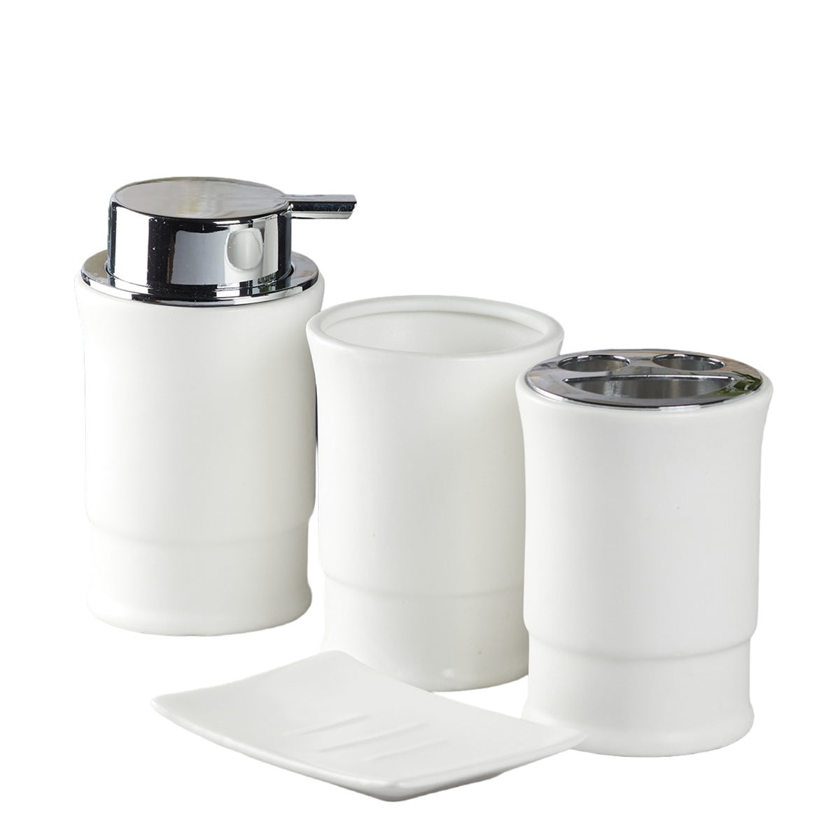 Ceramic Bathroom Set of 4 with Soap Dispenser (8245)