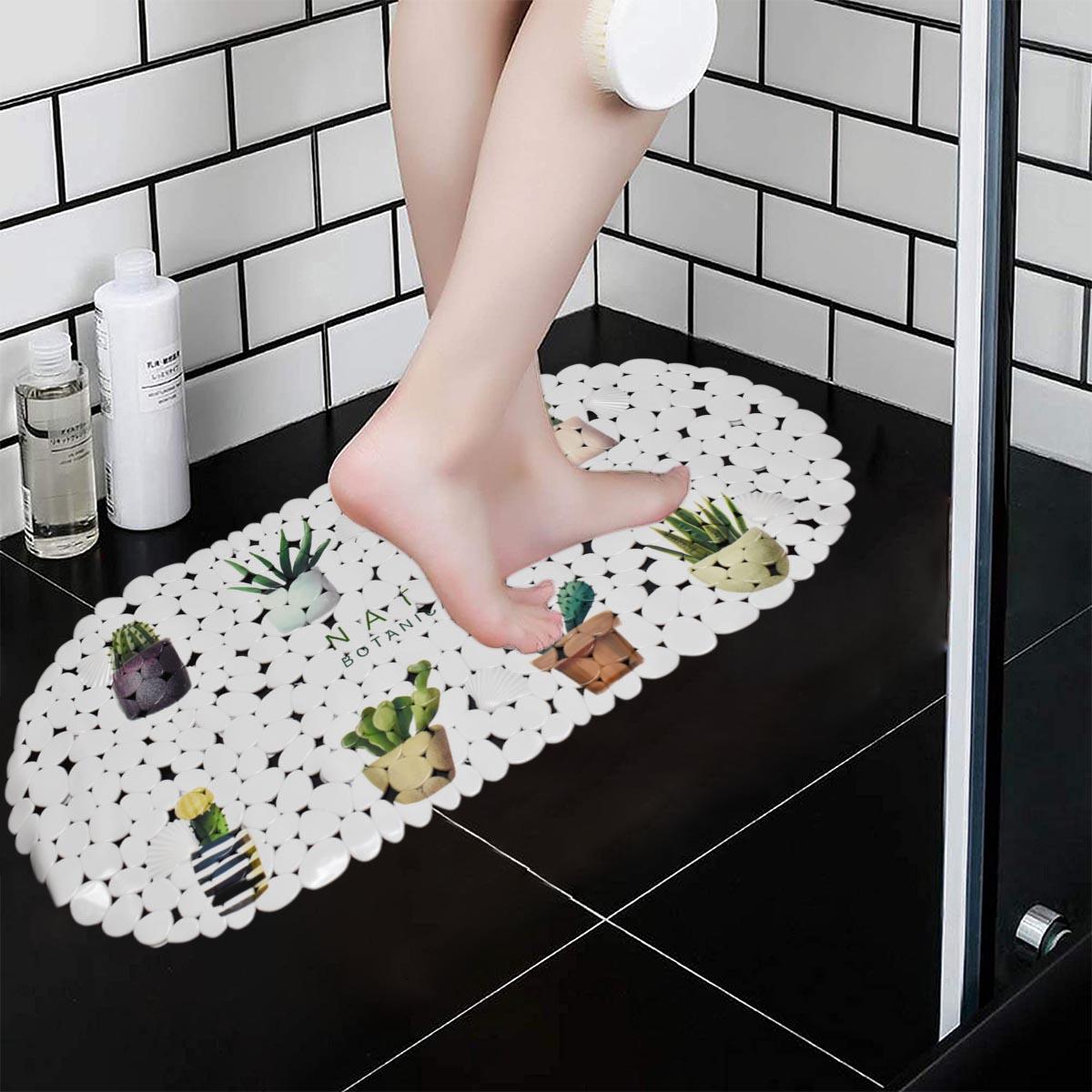 Kookee PVC Bath Mat Non-Slip Pebble Bathtub Mat L=69cm x W=35cm (for Smooth/Non-Textured Tubs Only) Safe Shower Mat with Drain Holes, Suction Cups for Bathroom (1108603)