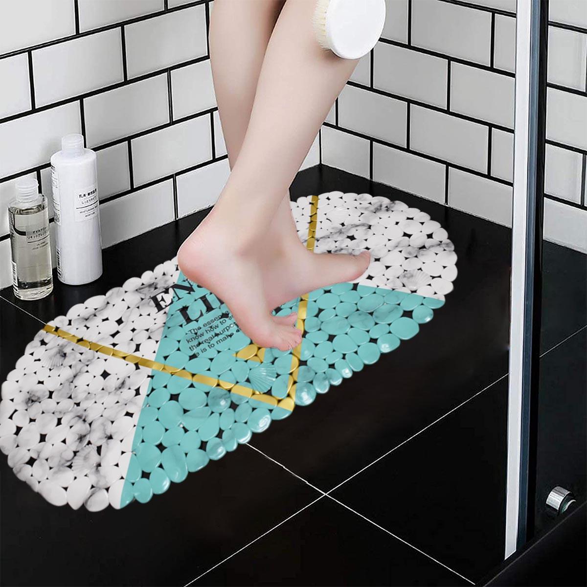 Kookee PVC Bath Mat Non-Slip Pebble Bathtub Mat L=69cm x W=35cm (for Smooth/Non-Textured Tubs Only) Safe Shower Mat with Drain Holes, Suction Cups for Bathroom (41-4935)