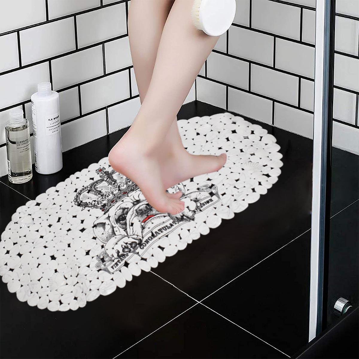 Kookee PVC Bath Mat Non-Slip Pebble Bathtub Mat L=69cm x W=35cm (for Smooth/Non-Textured Tubs Only) Safe Shower Mat with Drain Holes, Suction Cups for Bathroom (92-4935)