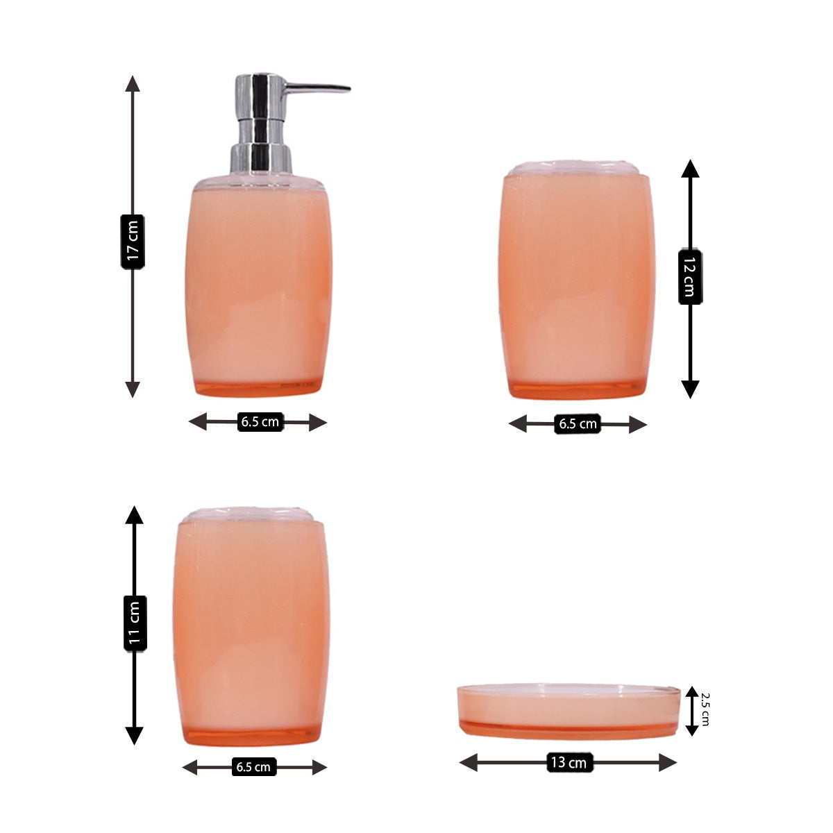 Acrylic Set of 4 Bath Set with Soap Dispenser (8332)