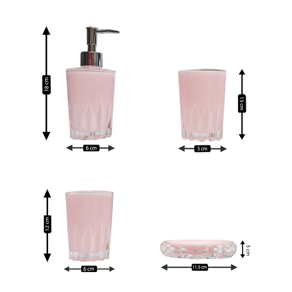 Acrylic Set of 4 Bath Set with Soap Dispenser (8343)