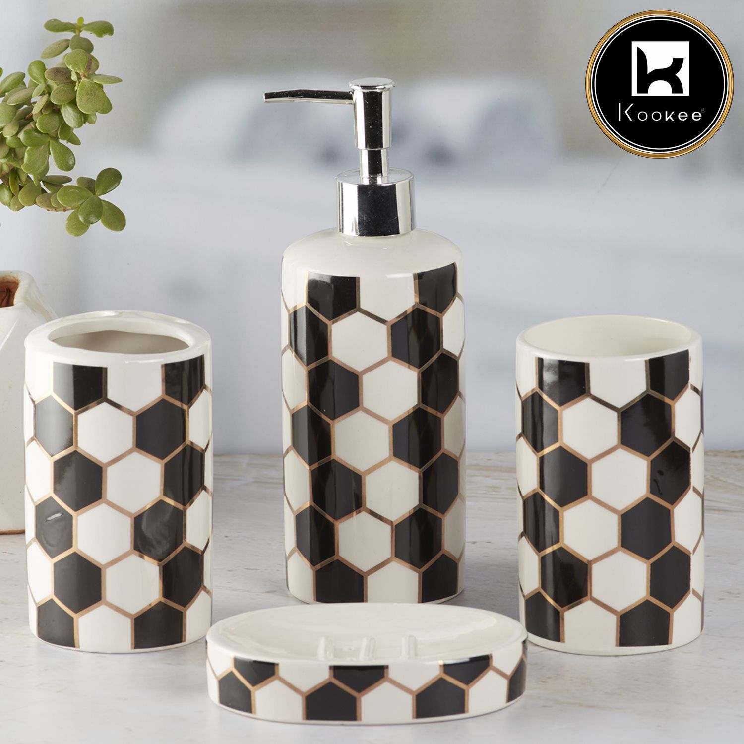 Kookee Ceramic Bathroom Sets, White, ART08351