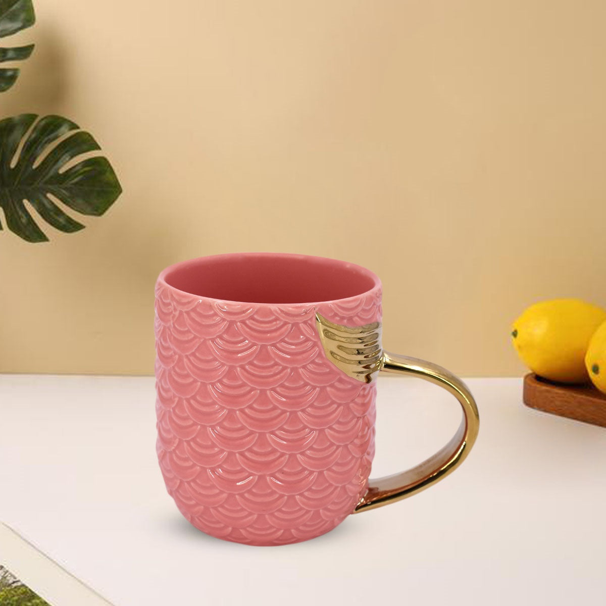 Kookee Fancy Ceramic Coffee or Tea Mug with Handle for Office, Home or Gifting - 325ml (8054-A)