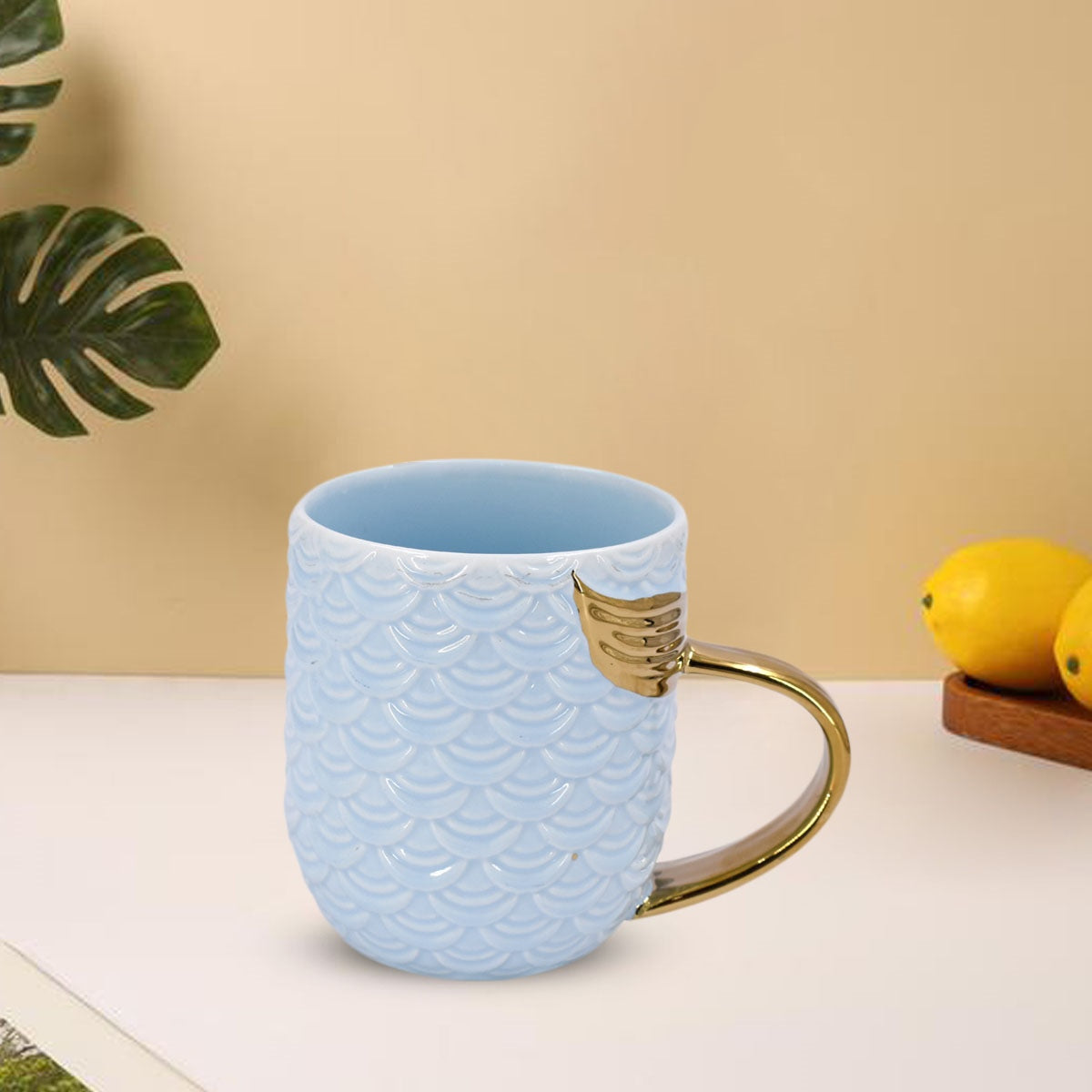 Kookee Fancy Ceramic Coffee or Tea Mug with Handle for Office, Home or Gifting - 325ml (8054-B)