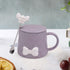 Fancy Ceramic Coffee or Tea Mug with Lid and Handle with Spoon (8401)