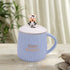 Fancy Ceramic Coffee or Tea Mug with Lid and Handle with Spoon (HY-1074-C)