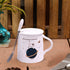 Kookee Fancy Ceramic Coffee or Tea Mug with Lid and Handle with Spoon for Office, Home or Gifting - 250ml (HY-1085-1-B)
