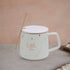 Fancy Ceramic Coffee or Tea Mug with Lid and Handle with Spoon (8424)