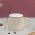 Fancy Ceramic Coffee or Tea Mug with Lid and Handle with Spoon (8435)