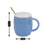 Fancy Ceramic Coffee or Tea Mug with Lid and Handle with Spoon (8437)