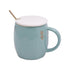 Fancy Ceramic Coffee or Tea Mug with Lid and Handle with Spoon (8440)