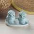 Ceramic Salt and Pepper Set with tray, Owl Design, Blue
